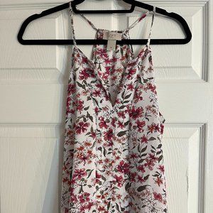 Women's Loft Pink Floral Tank Blouse (XS)